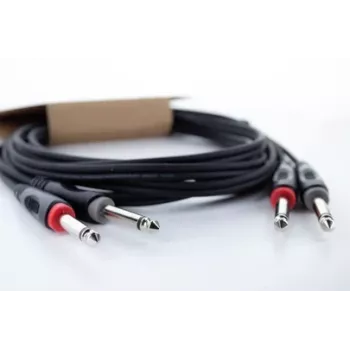 Cordial 14845 audio kabel s jack utikačima [2x 6,3 mm jack utikač (mono) - 2x 6,3 mm jack utikač (mono)] 3 m crni PVC omotač, twin-lead