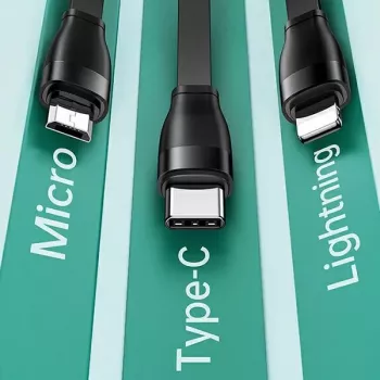 Usams U69 3-u-1 USB kabel (Lightning / Micro-USB / USB-C), 1 m, plavi