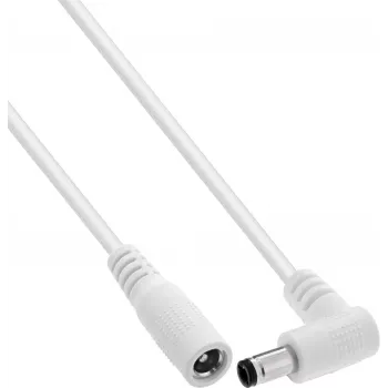 InLine® DC produžni kabel, kutni utikač, 5,5 x 2,5 mm, bijeli, 0,5 m