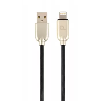 Gembird USB 2.0 kabel USB-A utikač na Lightning utikač, gumom opleteni, 1 m, crni (CC-USB2R-AMLM-1M)
