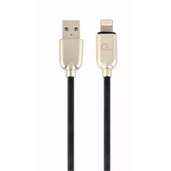 Gembird USB 2.0 kabel USB-A utikač na Lightning utikač, gumom opleteni, 1 m, crni (CC-USB2R-AMLM-1M)