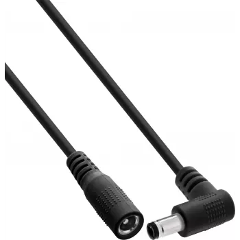 InLine® DC produžni kabel, kutni utikač, 5,5 x 2,1 mm, crni, 0,2 m