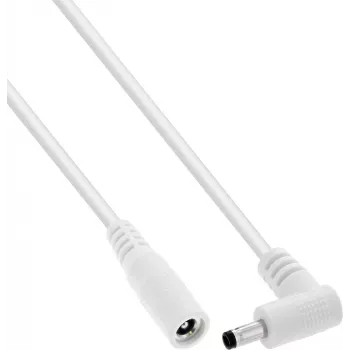 InLine® DC produžni kabel, kutni utikač, 4,0 x 1,7 mm, bijeli, 0,2 m