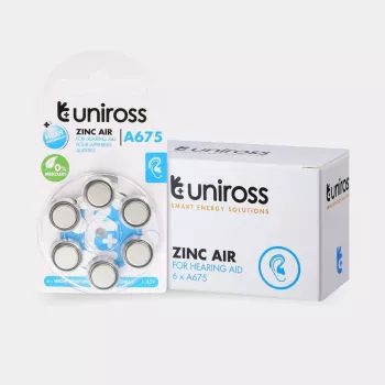 Uniross A675 gumbaste baterije za slušna pomagala 540mAh, 6 kom.