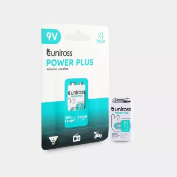 Uniross Power Plus alkalna baterija 6LR61 9V 600mAh, 1 kom.