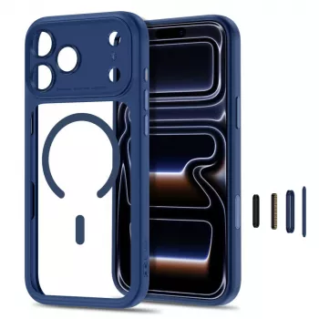 Tech-Protect Magpeak MagSafe futrola za iPhone 17 Pro / 18 Pro, tamnoplava/prozirna