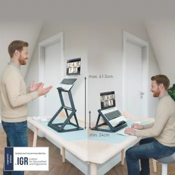 Leitz Ergo 2-u-1 Sjedeće-Stojeći Stalak za Laptop, Crni (65890089)