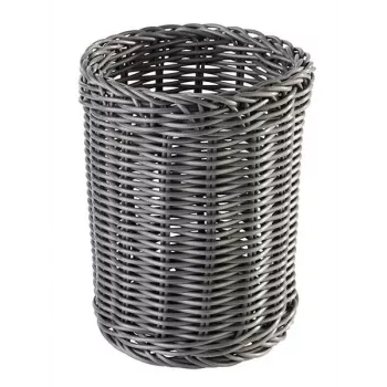 APS Cutlery Basket ECONOMIC, diameter: 120 mm, grey made of polypropylene, hand-woven, height: 150 mm