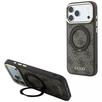 Guess Ring Stand 360 4G Classic Logo MagSafe maska za iPhone 18 Pro / 17 Pro smeđa