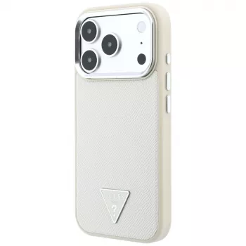 Guess Grained Triangle Logo MagSafe futrola za iPhone 18 Pro Max / 17 Pro Max, bež