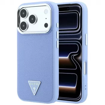 Guess Grained Triangle Logo MagSafe futrola za iPhone 18 Pro Max / 17 Pro Max, plava