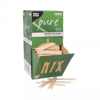 PAPSTAR pure drvene vilice za pomfrit, 1000 kom.