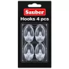 Sauber Oval Hooks, 4 pcs, 2.3x4 cm, Transparent