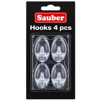 Sauber ovalne kuke, 4 kom., 2,3x4 cm, prozirne