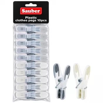 Sauber plastične kuke za rublje 10 komada zelene/žute/sive