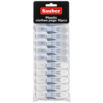 Sauber plastične kuke za rublje 10 komada zelene/žute/sive