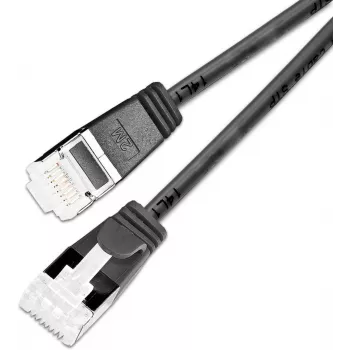 Wirewin SLIM Cat6a 10 Gigabit U/FTP lagani patch kabel, okrugli, Ø 3,8 mm, 0,15 m, crni