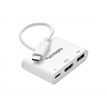celexon USB-C višepriključni adapter na HDMI i USB-A, M/F, bijeli