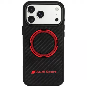 Audi RSQ Carbon Fiber Sport Red Circle MagSafe futrola za iPhone 18 Pro Max / 17 Pro Max, crna