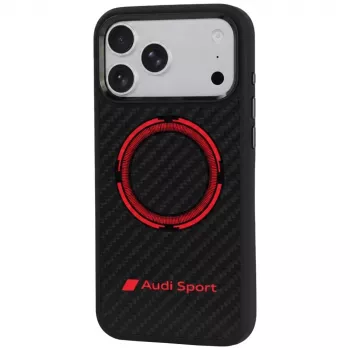 Audi RSQ Carbon Fiber Sport Red Circle MagSafe futrola za iPhone 18 Pro Max / 17 Pro Max, crna