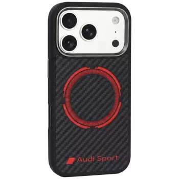 Audi RSQ Carbon Fiber Sport Red Circle MagSafe futrola za iPhone 18 Pro / 17 Pro, crna