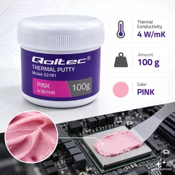 Qoltec visokovodljiva termalna masa | Termalna pasta 4 W/m-K | 100 g | ružičasta
