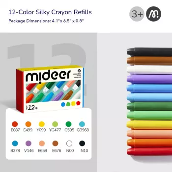Mideer Silky Crayons nadopune, mekane i perive, 12 kom.