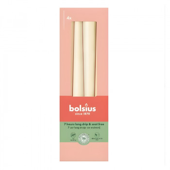 Bolsius Table Candles 245/24 mm, Pearl, 4 pcs