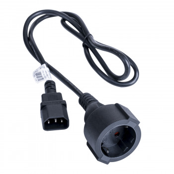 Akyga AK-PC-13A mrežni adapterski kabel IEC C14 na CEE 7/3 (Schuko) utičnicu, bakar 3 x 0,75 mm², 1 m, crni