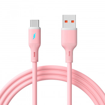 Akyga AK-USB-61 USB kabel USB-A (m) / USB-C (m), USB 2.0, 18W, 1 m, ružičasti, silikon