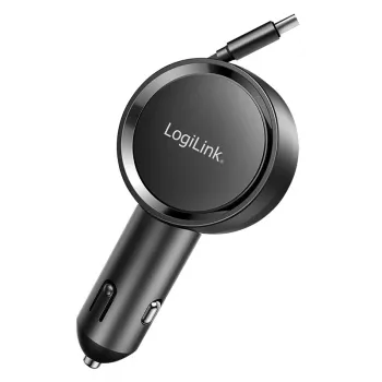 LogiLink PA0400 USB-C auto punjač, 1 port, PD 3.0, 30 W, uvlačivi kabel, 0,8 m