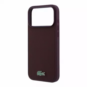 Lacoste PVC Iconic Petit Pique MagSafe futrola za iPhone 18 Pro Max / 17 Pro Max, metalni logo, bordo