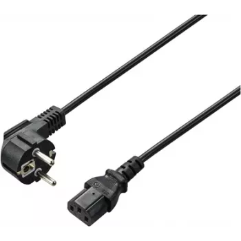 Renkforce power cable, angled earthing-contact plug to IEC C13 plug, 2 m, black