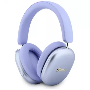 Guess GUE005825 on-ear slušalice, Bluetooth, Metallic Effect Metal Script Logo, ENC, ljubičaste