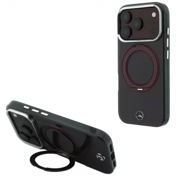 Mercedes Ring Stand Iconic Logo MagSafe maskica za iPhone 18 Pro Max / 17 Pro Max, bordo crvena