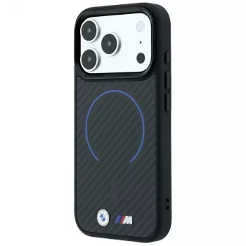 BMW M Kevlar Blue Print Ring MetalLogo MagSafe maskica za pametni telefon za iPhone 18 Pro Max / 17 Pro Max, crna