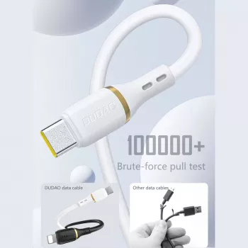 Dudao 1 m 60 W podatkovni kabel od tekućeg silikona USB-C na USB-C, bijeli