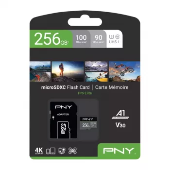 PNY PRO Elite P-SDU256V31100PRO-GE microSDXC memorijska kartica, 256 GB, UHS-I U3, A1, V30, sa SD adapterom
