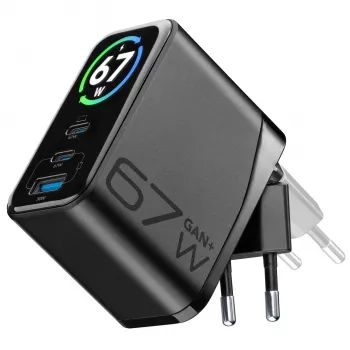 Cellularline TFT Multiport Charger 67 W brzi punjač, GaN, 2 x USB-C, 1 x USB-A