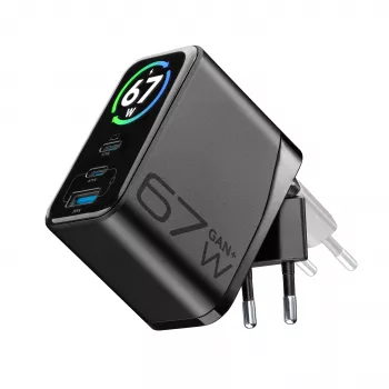 Cellularline TFT Multiport Charger 67 W brzi punjač, GaN, 2 x USB-C, 1 x USB-A