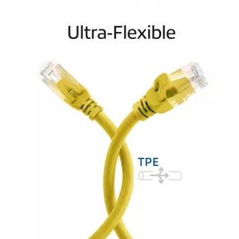 ACT FC1800 CAT6A U/UTP ultra-flex patch cable, 0.5 m, TPE, snagless, yellow