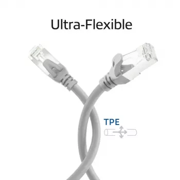 ACT FC2000 CAT6A S/FTP Ultra-Flex Patch kabel, 0,5 m, TPE, bez zaštite-RJ45, sivi