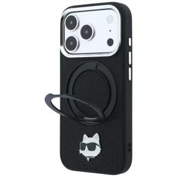 Karl Lagerfeld s prstenom 360 Choupette glava igla MagSafe futrola za iPhone 18 Pro / 17 Pro, crna