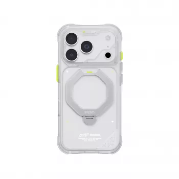 Skinarma Saturn MagSafe maska s rotirajućim stalkom za iPhone 18 Pro / 17 Pro, Frost