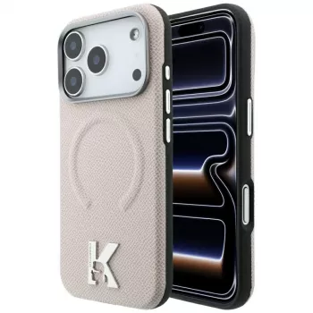 Karl Lagerfeld KF003255 Grained Embossed Ring & Kameo Logo MagSafe maska za iPhone 18 Pro / 17 Pro, bež