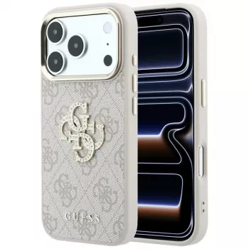 Guess GUE005506 4G & Big Strass Logo maska za iPhone 18 Pro Max / 17 Pro Max, ružičasta