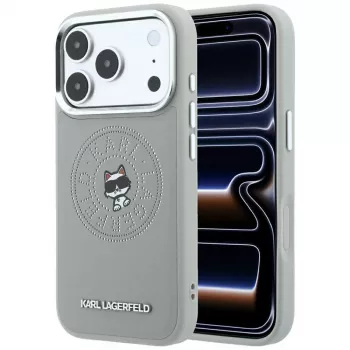 Karl Lagerfeld KF003302 Point & Choupette Sketch MagSafe maska za iPhone 18 Pro Max / 17 Pro Max, siva