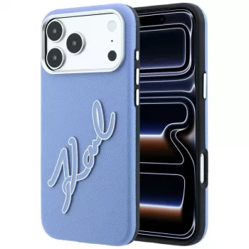Karl Lagerfeld Smooth Big Resin Signature Logo maska za iPhone 18 Pro / 17 Pro, plava