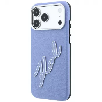 Karl Lagerfeld Smooth Big Resin Signature Logo maska za iPhone 18 Pro / 17 Pro, plava
