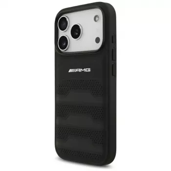 Mercedes AMG Leather Debossed Lines Logo futrola za iPhone 18 Pro / 17 Pro, crna